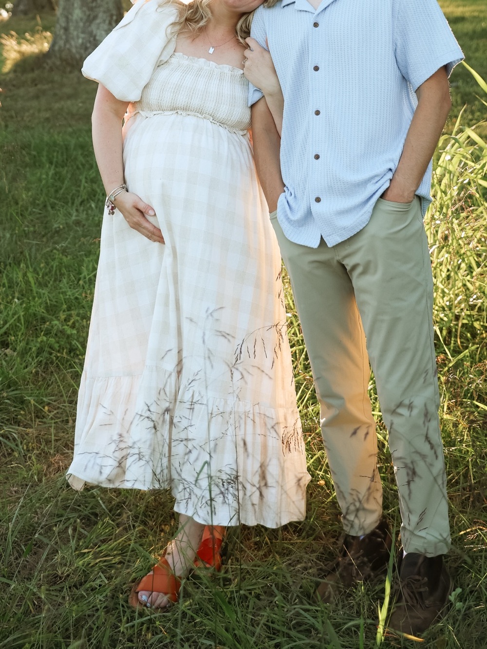 Worth Collective- Women's Cream Check Puff-Sleeve Midi Dress - Picture 4 of 6